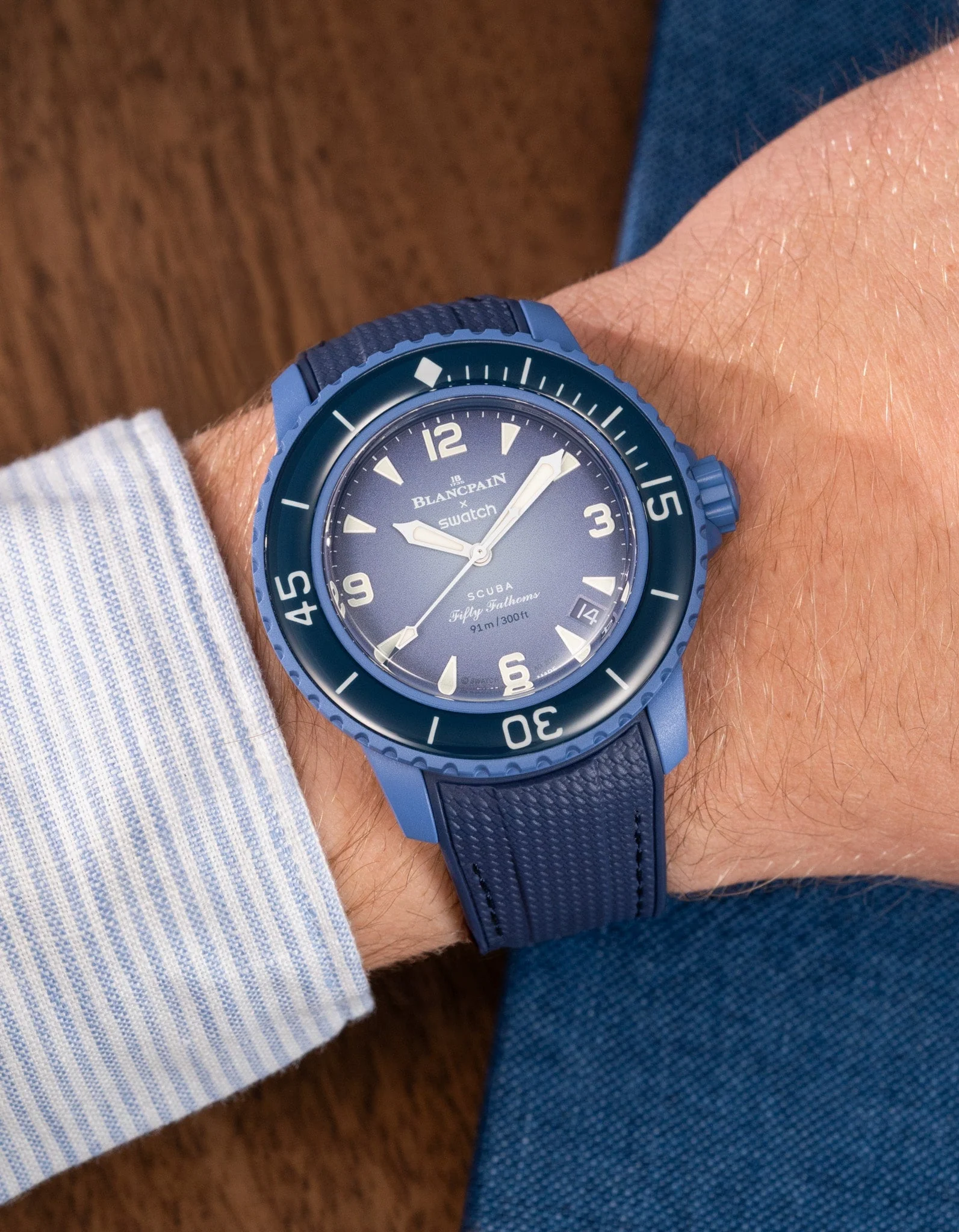 Vertech Rubber Strap for Blancpain X Swatch - Navy Blue - Image 4