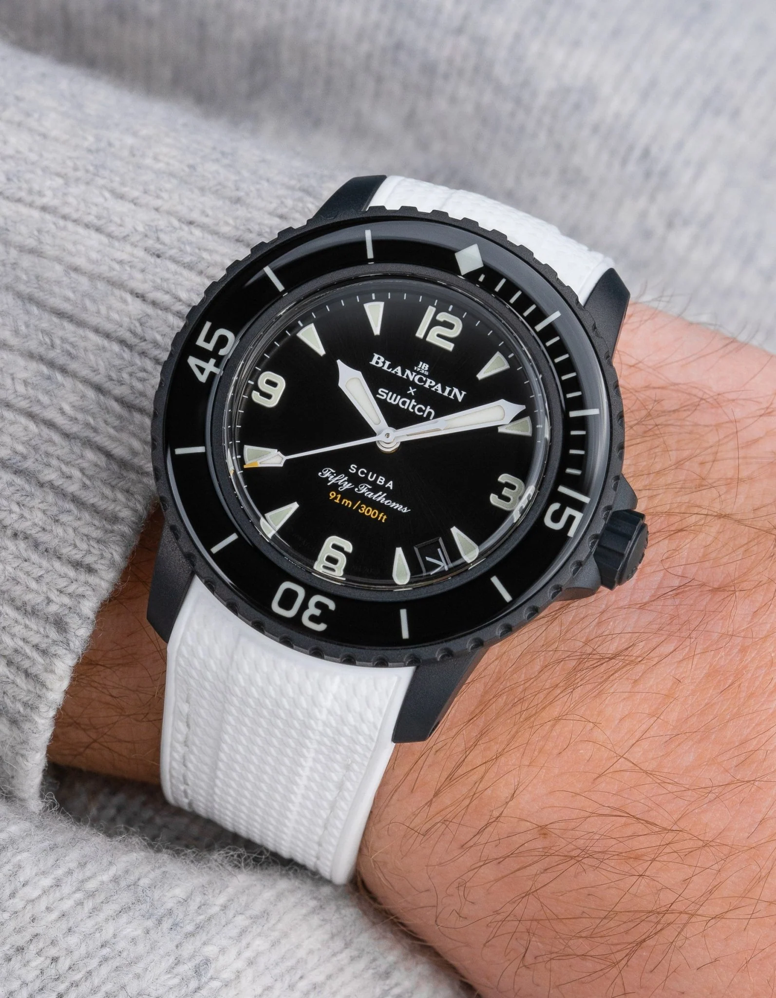 Vertech Rubber Strap for Blancpain X Swatch - White - Image 3