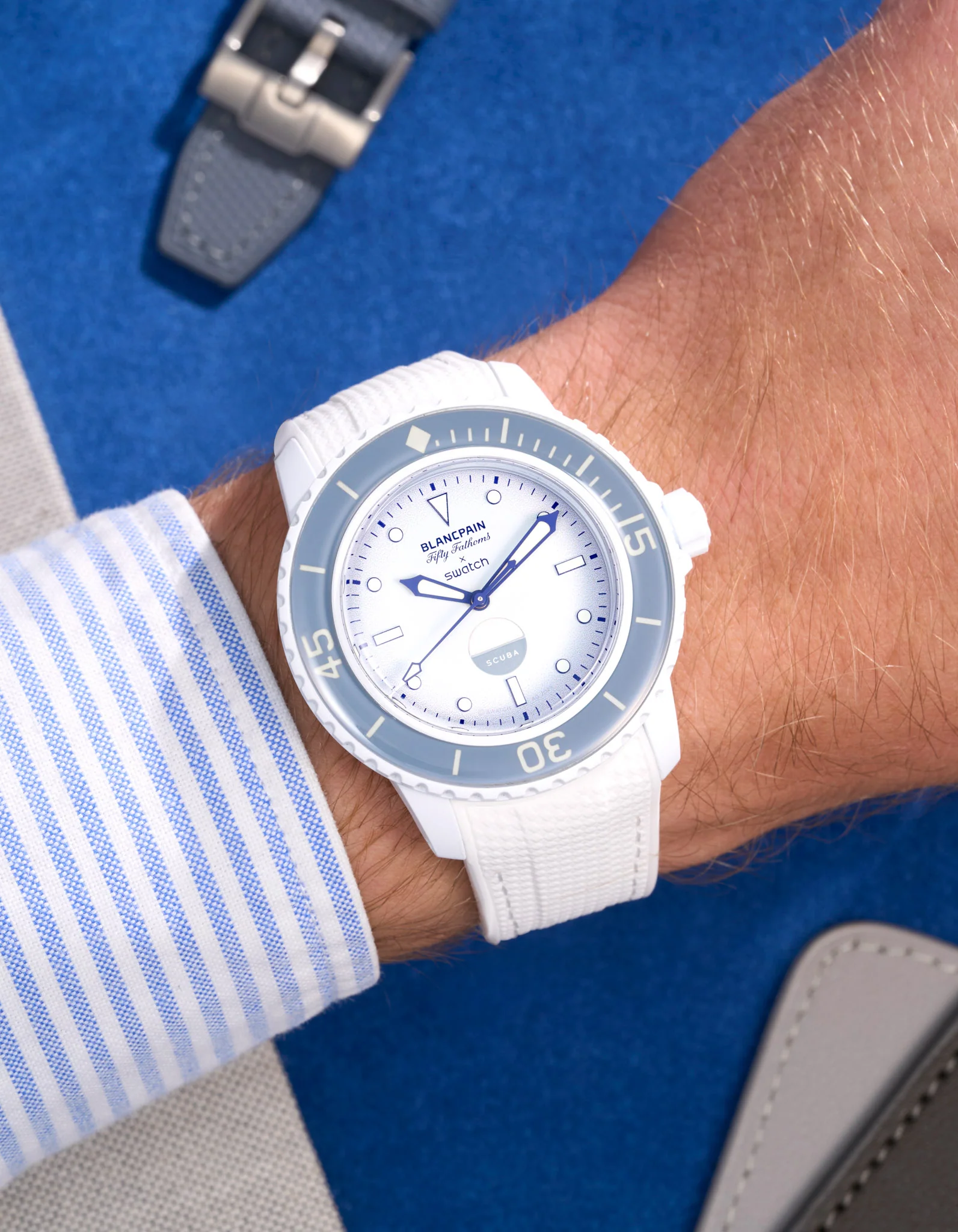 Vertech Rubber Strap for Blancpain X Swatch - White - Image 4