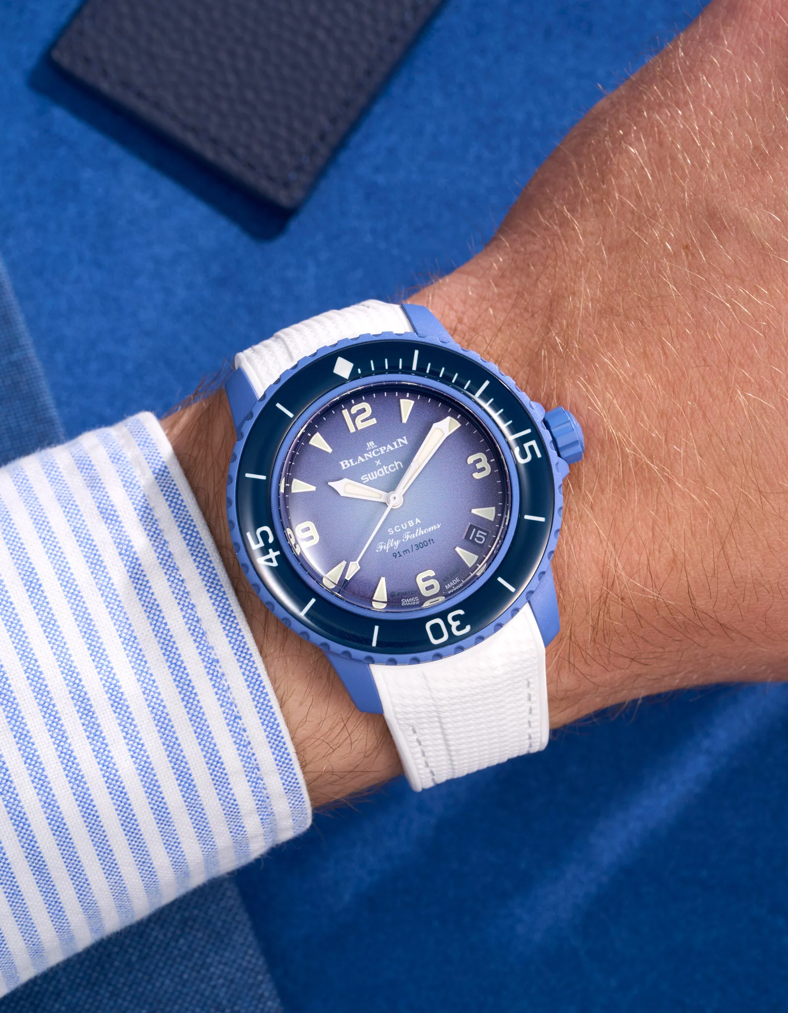 Vertech Rubber Strap for Blancpain X Swatch - White - Image 6
